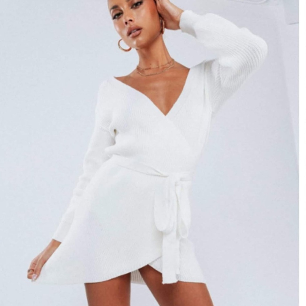 Princess Polly White Sweater Mini Dress